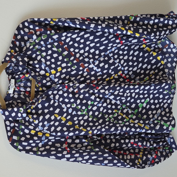 FRNCH Paris Womens Abstract Satin Button Up Henly Blouse Size X-Small - Picture 2 of 10